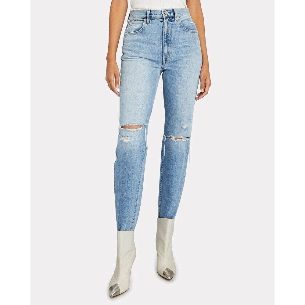 SLVRLAKE Womens Sierra Distressed Straight Leg Jeans High Rise Size 30